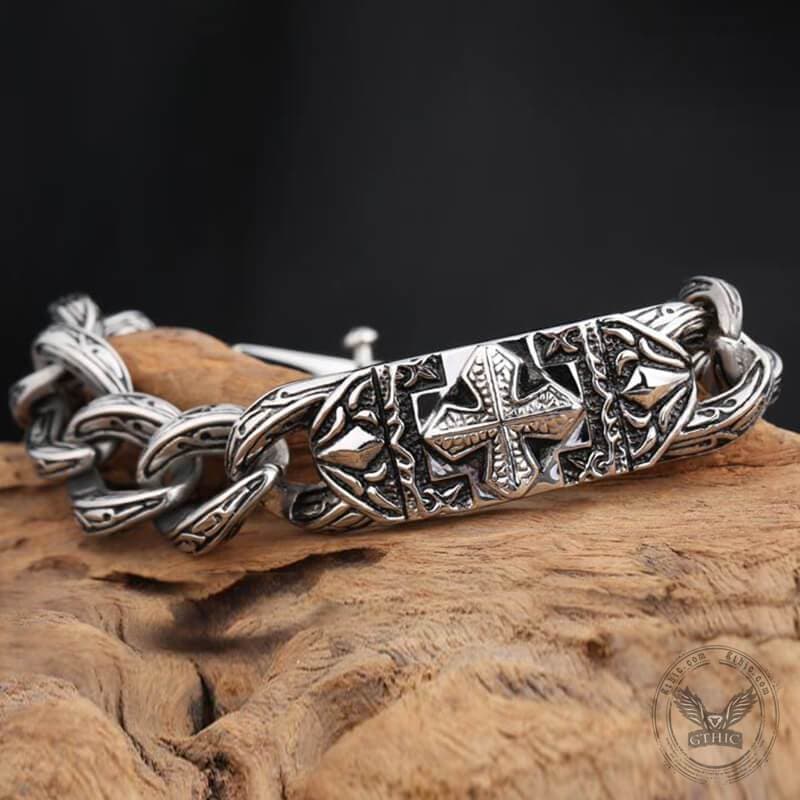 Vintage Cross Pattern Stainless Steel Bracelet