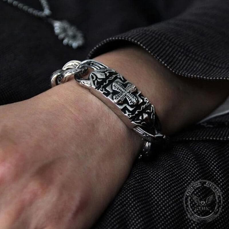 Vintage Cross Pattern Stainless Steel Bracelet