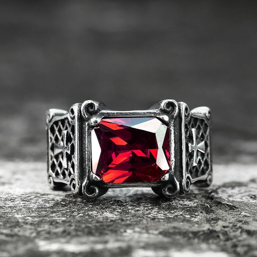 Vintage Cross Stainless Steel Gemstone Ring – GTHIC
