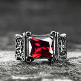 Vintage Cross Stainless Steel Gemstone Ring | Gthic.com