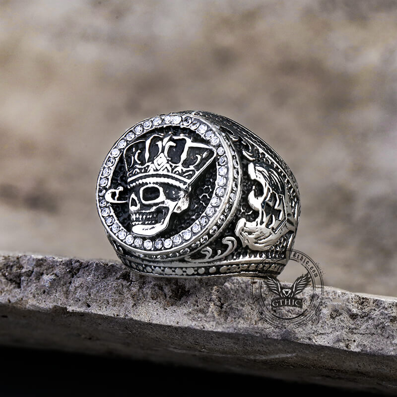 Vintage Crown Skull Stainless Steel Ring