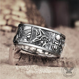 Vintage Egyptian Gods Embossed Sterling Silver Ring02 | Gthic.com