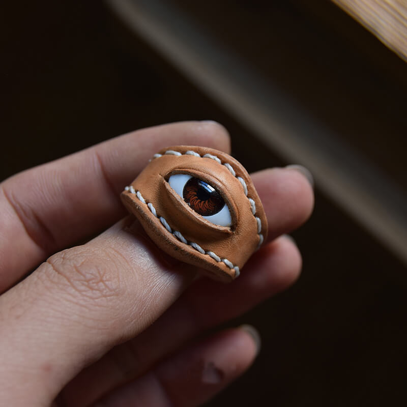 Vintage Evil Eye Leather Scarf Ring