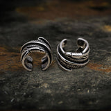 Vintage Feather Stainless Steel Ear Clips 01 | Gthic.com