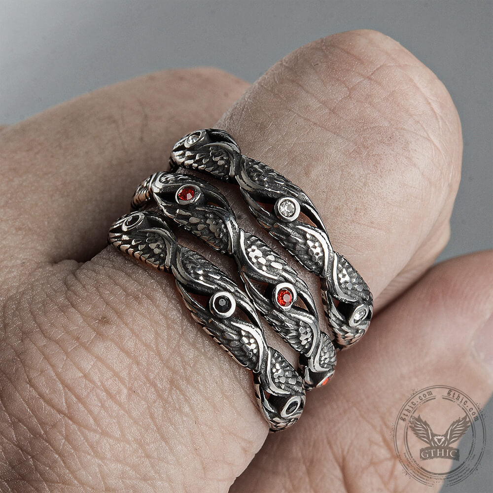 Vintage Feather Wings Stainless Steel Ring02 | Gthic.com