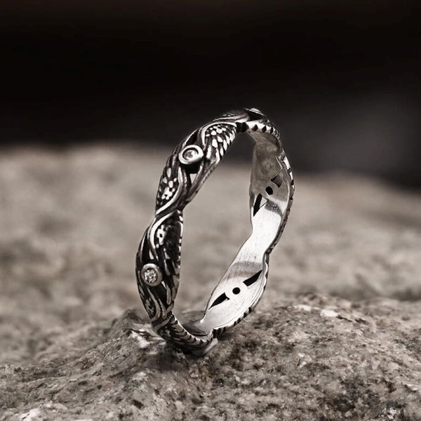 Vintage Feather Wings Stainless Steel Ring01 | Gthic.com