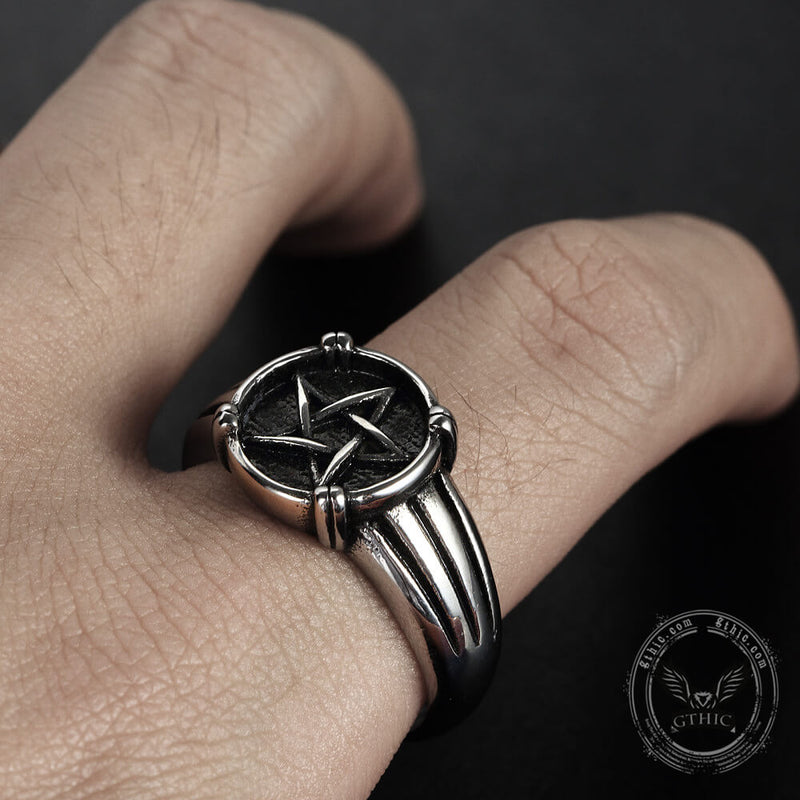 Vintage Five-pointed Star Stainless Steel Ring02 | Gthic.com