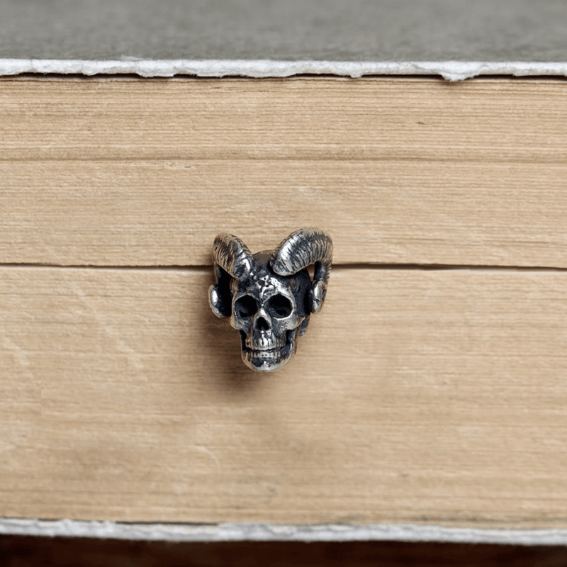 Vintage Goat Head Skull Sterling Silver Stud Earrings
