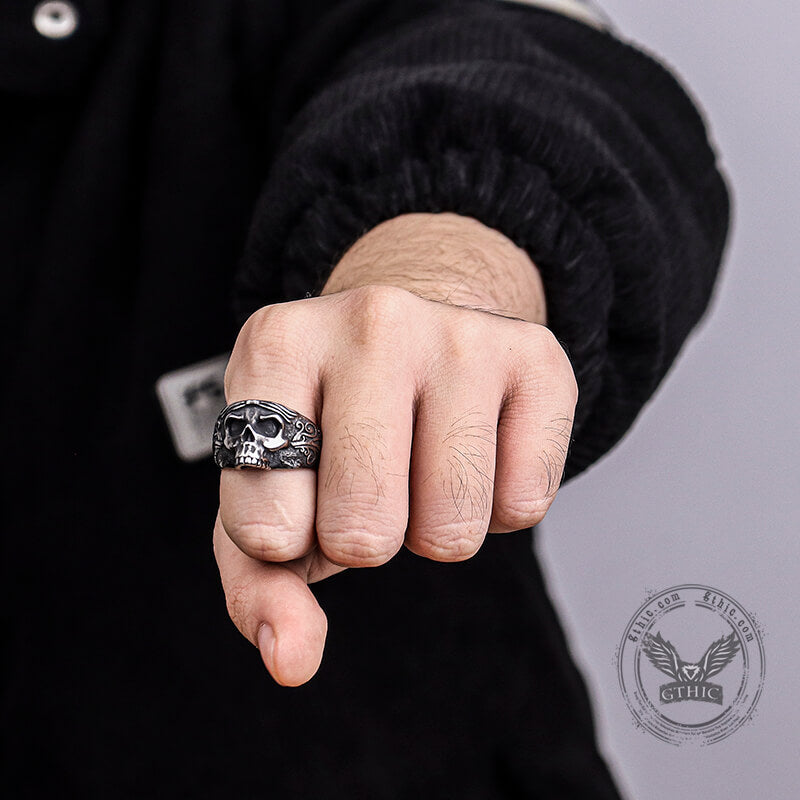 Vintage Goth Stainless Steel Skull Ring | Gthic.com