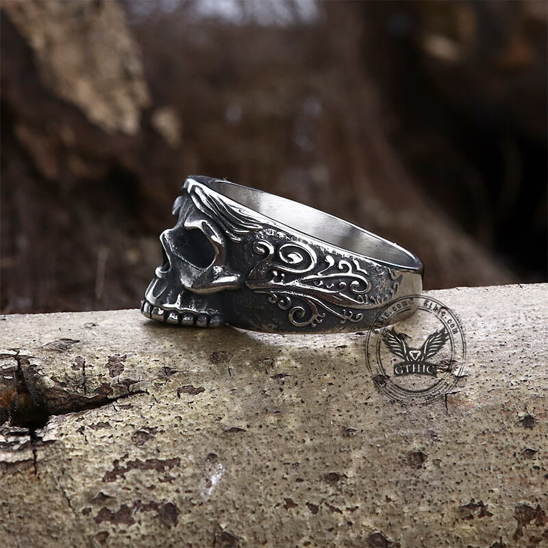 Bague Tête de Mort Vintage Goth en Acier Inoxydable