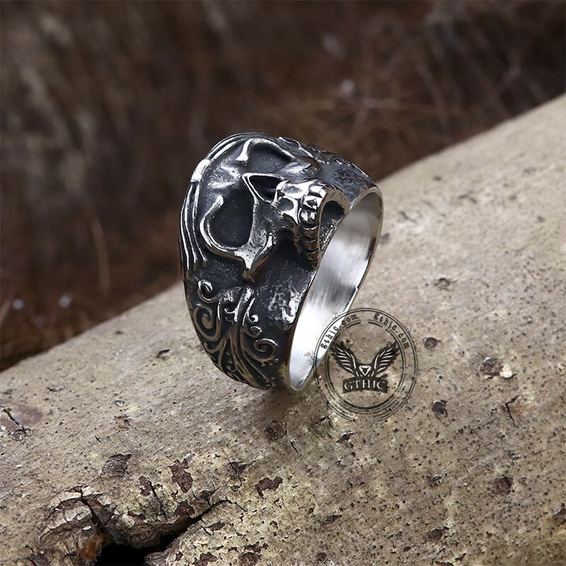 Bague Tête de Mort Vintage Goth en Acier Inoxydable