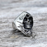 Vintage Grim Reaper Stainless Steel Skull Ring | Gthic.com