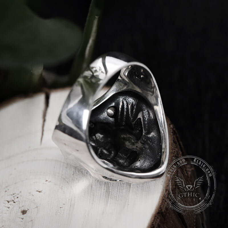 Bague tête de mort en acier inoxydable Vintage Grim Reaper