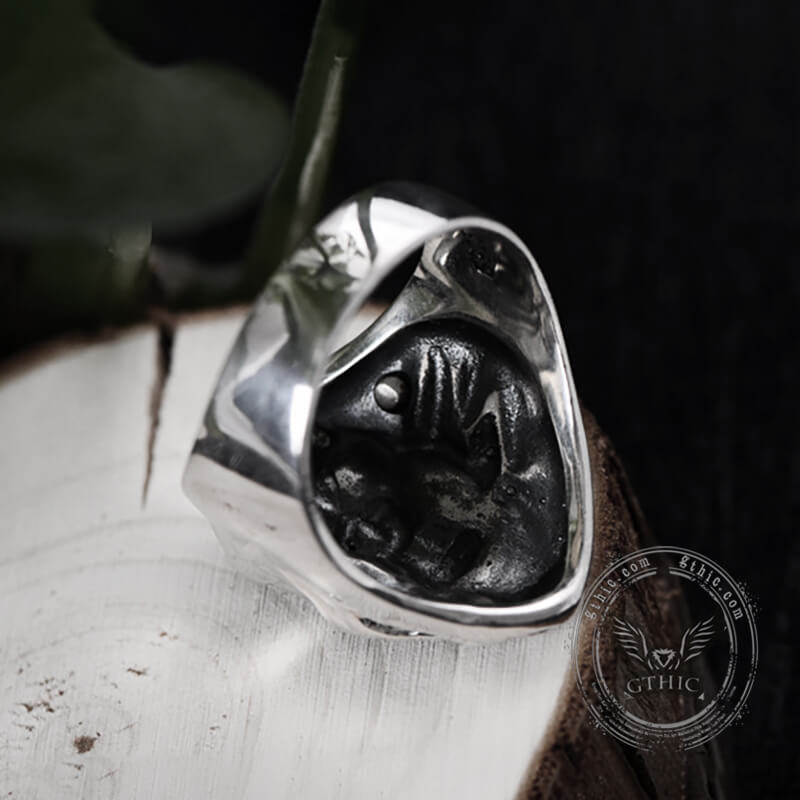 Vintage Grim Reaper Edelstahl Totenkopf Ring