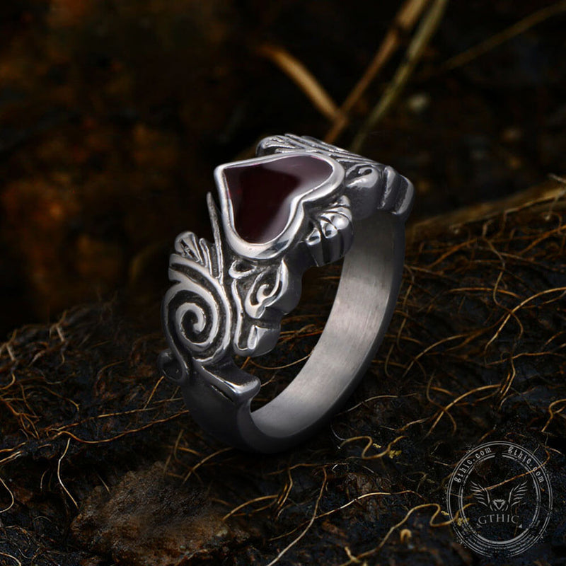 Vintage Heart Stainless Steel Ring 04 | Gthic.com