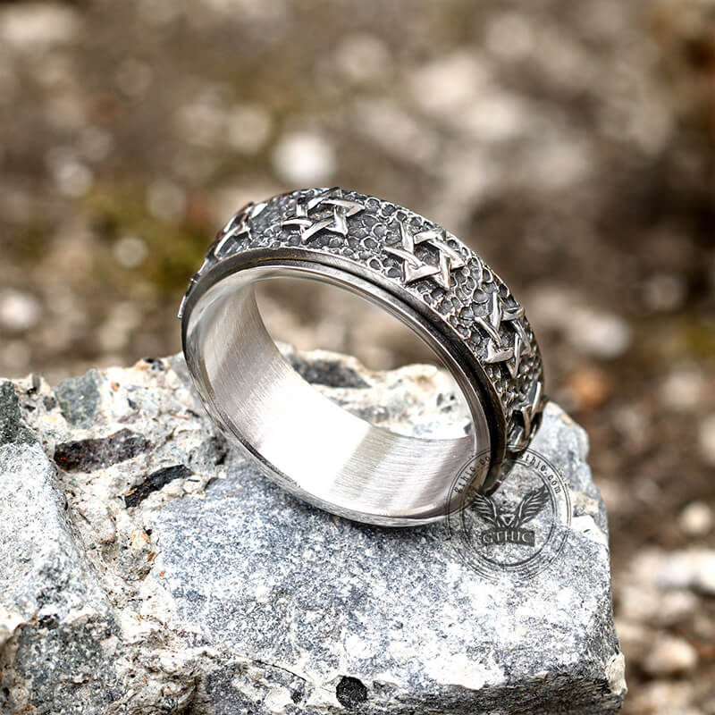 Vintage Hexagram Stainless Steel Spinner Ring
