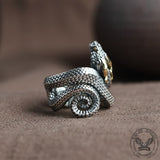 Vintage Horned Snake Sterling Silver Animal Ring | Gthic.com