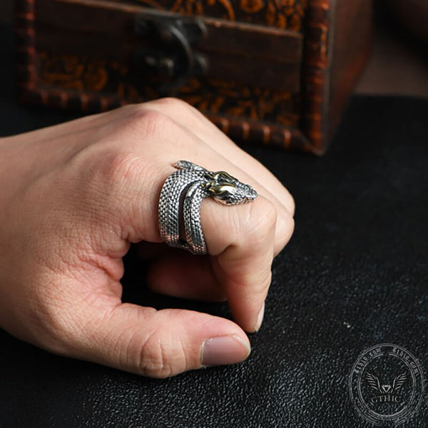 Vintage Horned Snake Sterling Silver Animal Ring