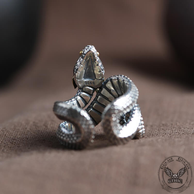 Vintage Horned Snake Sterling Silver Animal Ring | Gthic.com