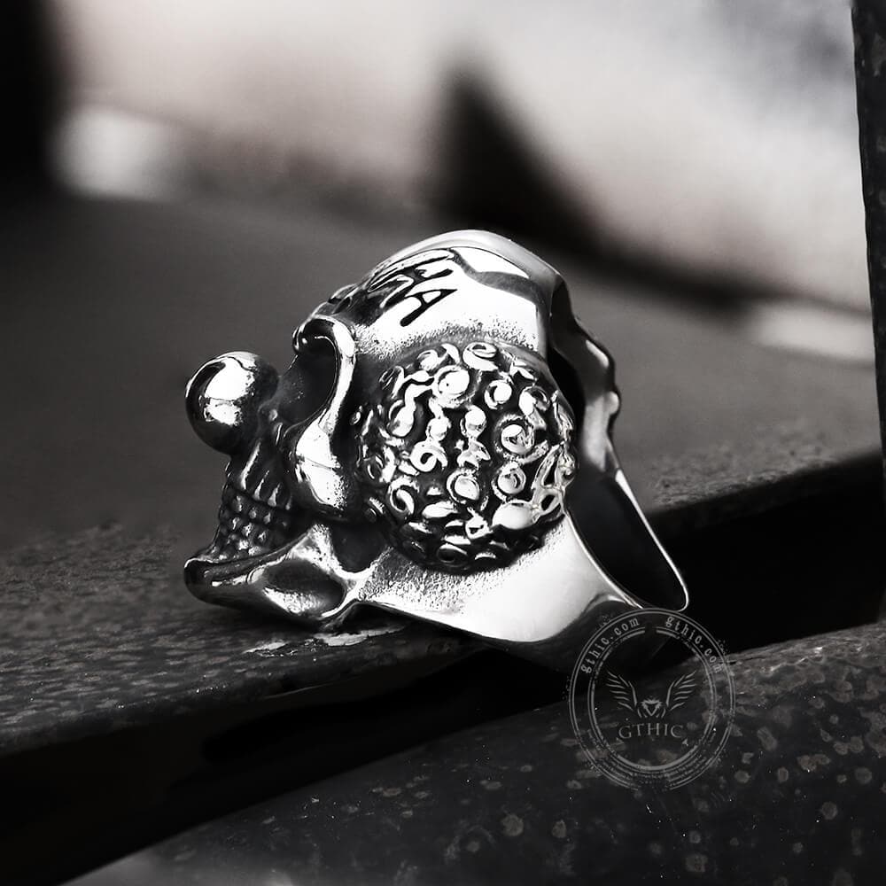 Vintage Joker Clown Stainless Steel Skull Ring | Gthic.com