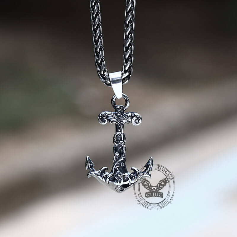 Wave Anchor Stainless Steel Marine Pendant | Gthic.com