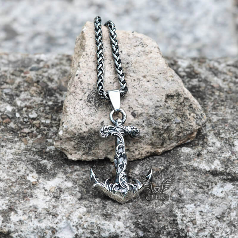 Wave Anchor Stainless Steel Marine Pendant | Gthic.com