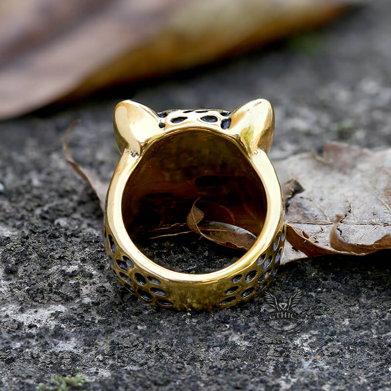 Vintage Leopard Head Stainless Steel Ring