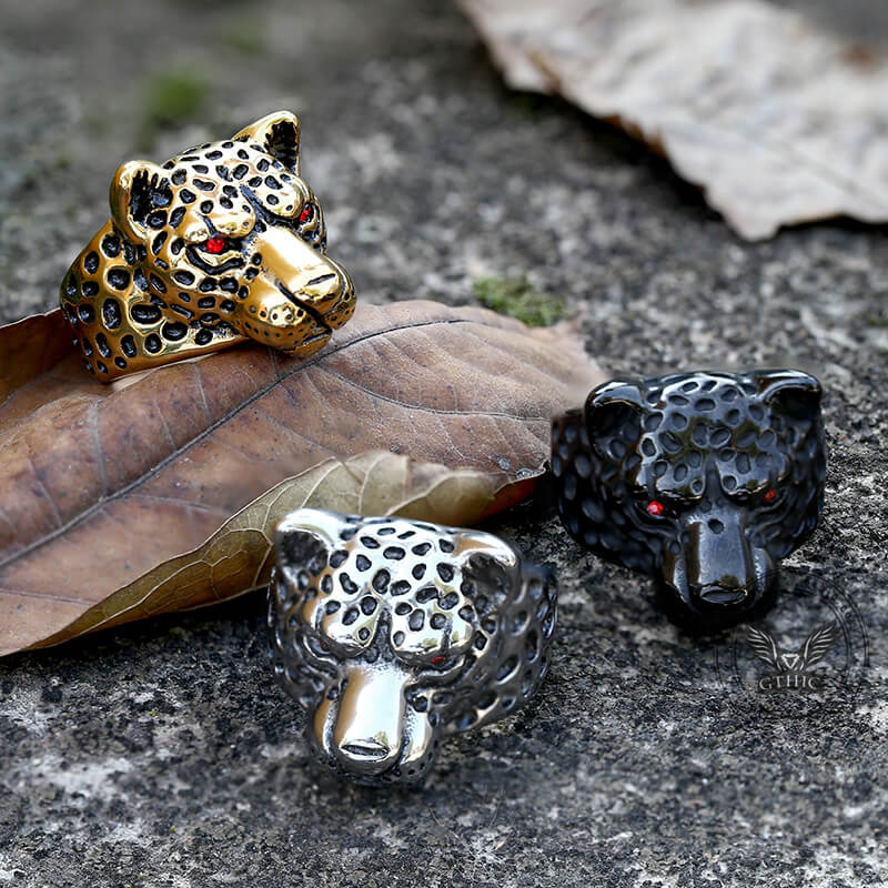 Vintage Leopard Head Stainless Steel Ring | Gthic.com