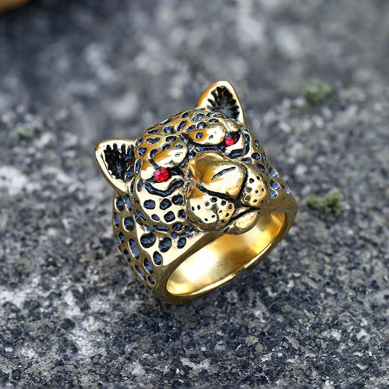 Vintage Leopard Head Stainless Steel Ring | Gthic.com