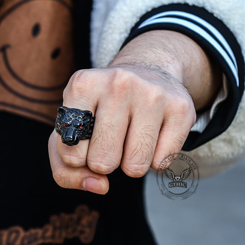 Vintage Leopard Head Stainless Steel Ring