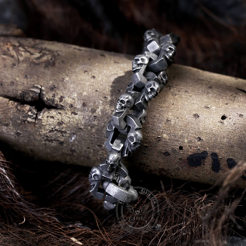 Vintage Leopard Head Stainless Steel Skull Bracelet | Gthic.com
