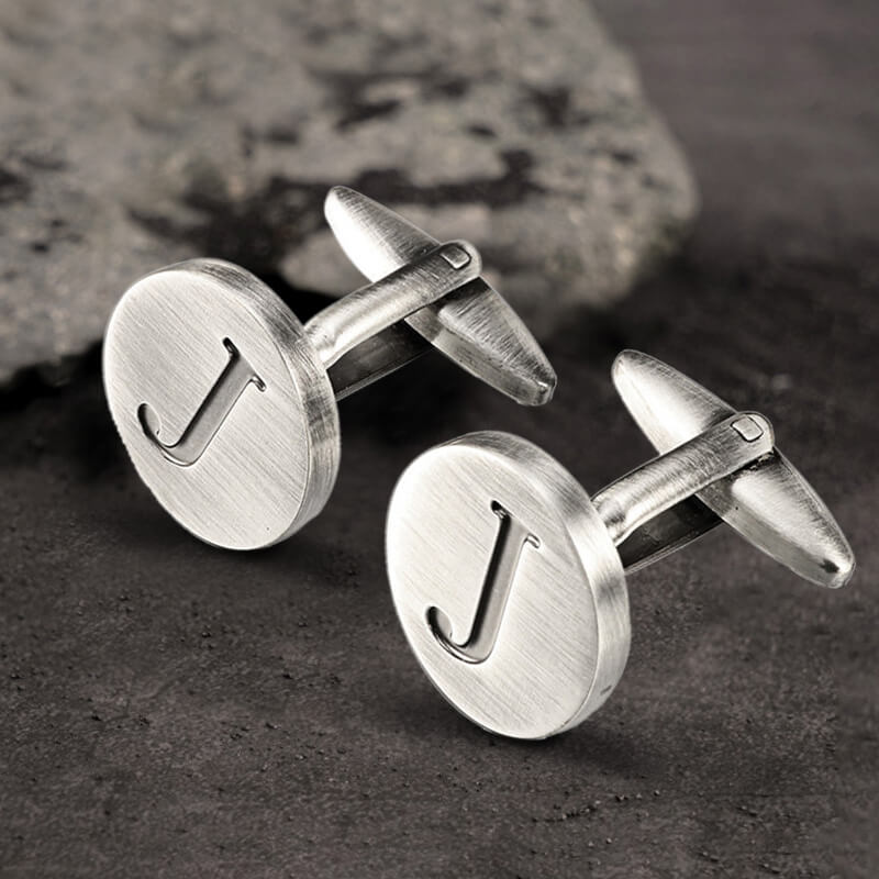 Vintage Letter Copper Round Cufflinks