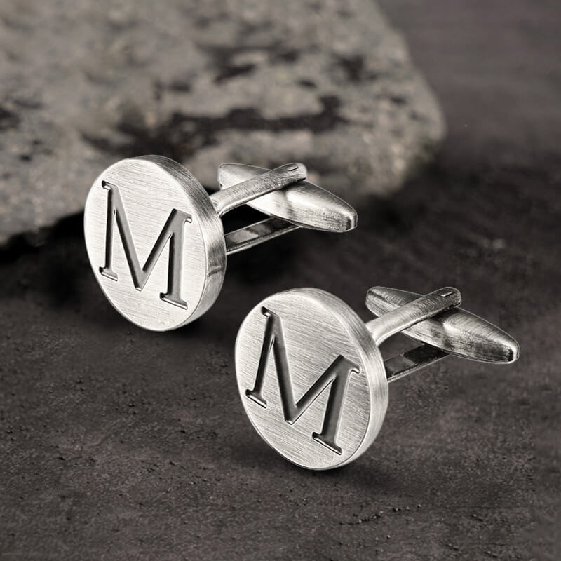 Vintage Letter Copper Round Cufflinks