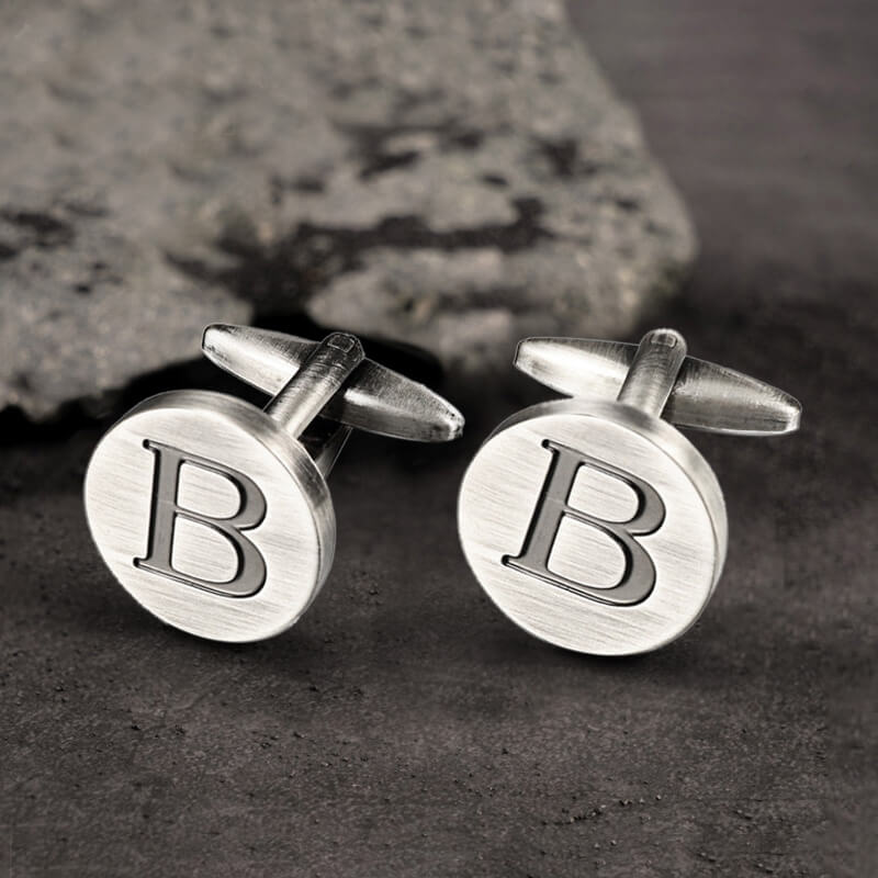 Vintage Letter Copper Round Cufflinks