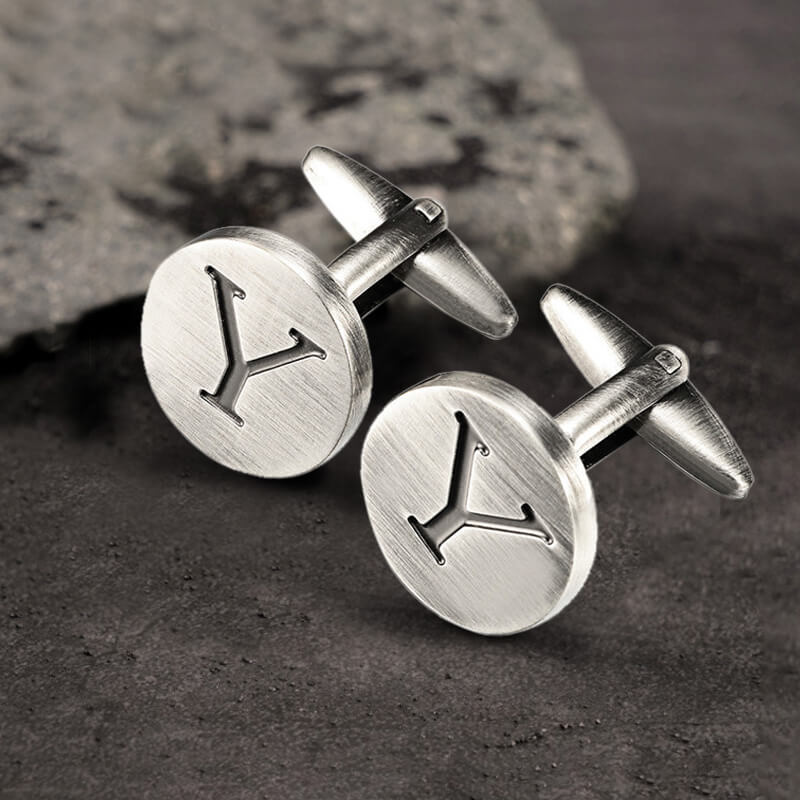 Vintage Letter Copper Round Cufflinks