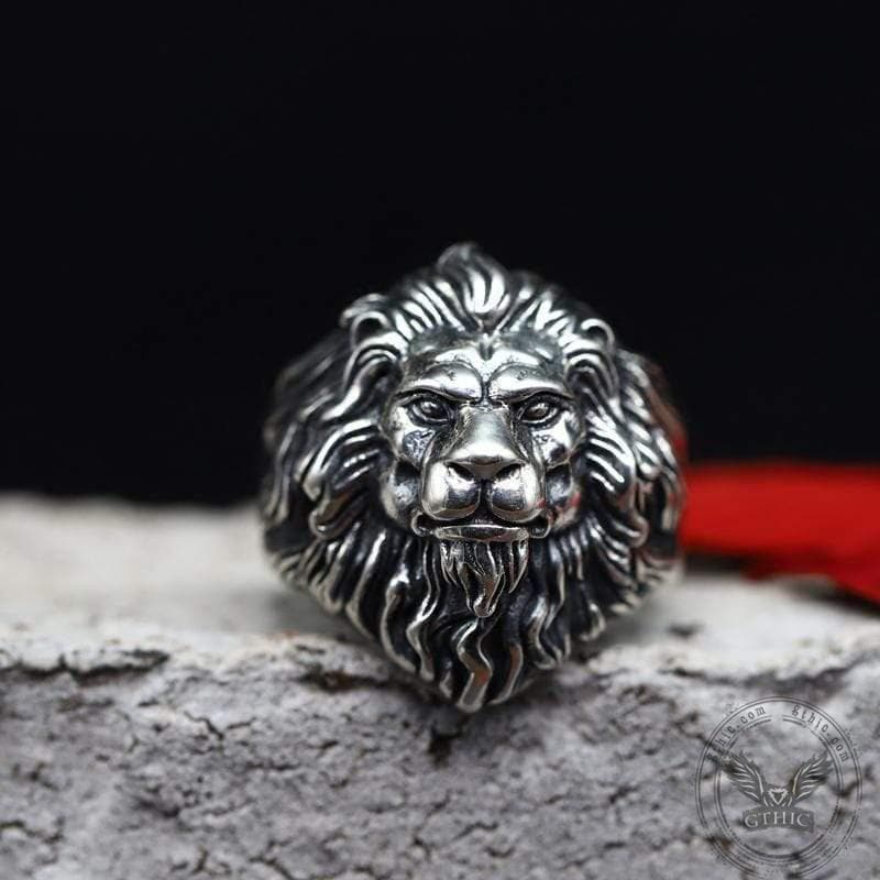 Vintage Lion Head Sterling Silver Animal Ring | Gthic.com