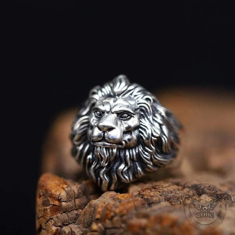 Vintage Lion Head Sterling Silver Animal Ring | Gthic.com