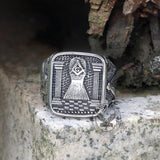 Vintage Masonic Stainless Steel Men's Ring | Gthic.com
