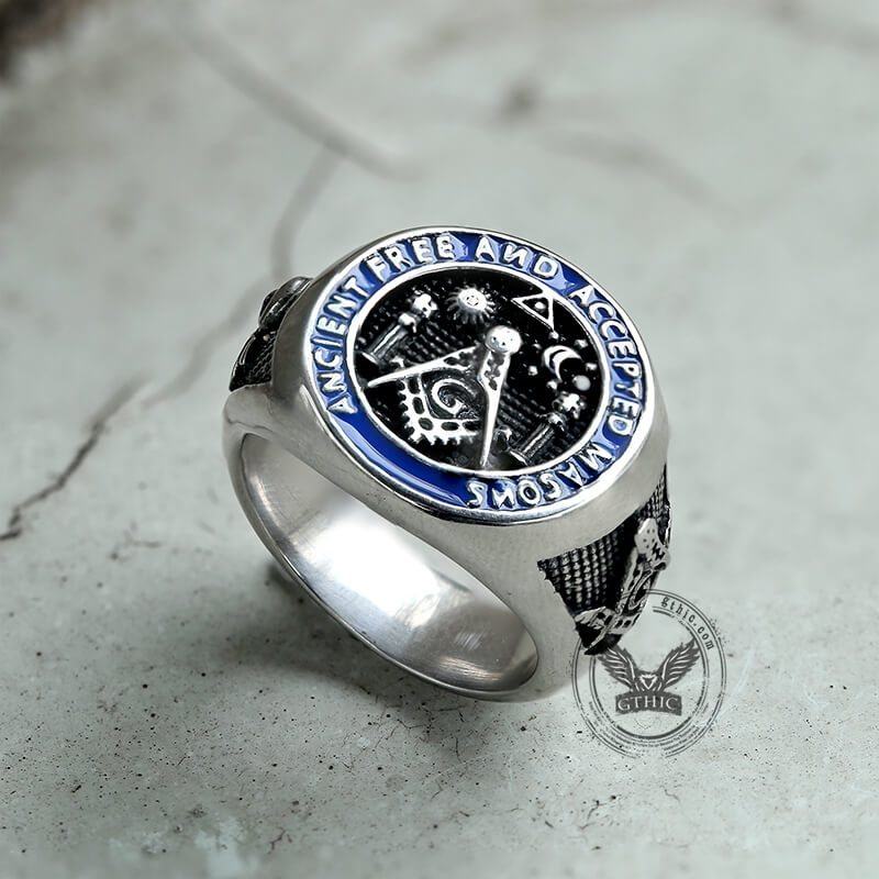 Vintage Masonic Symbol Stainless Steel Ring