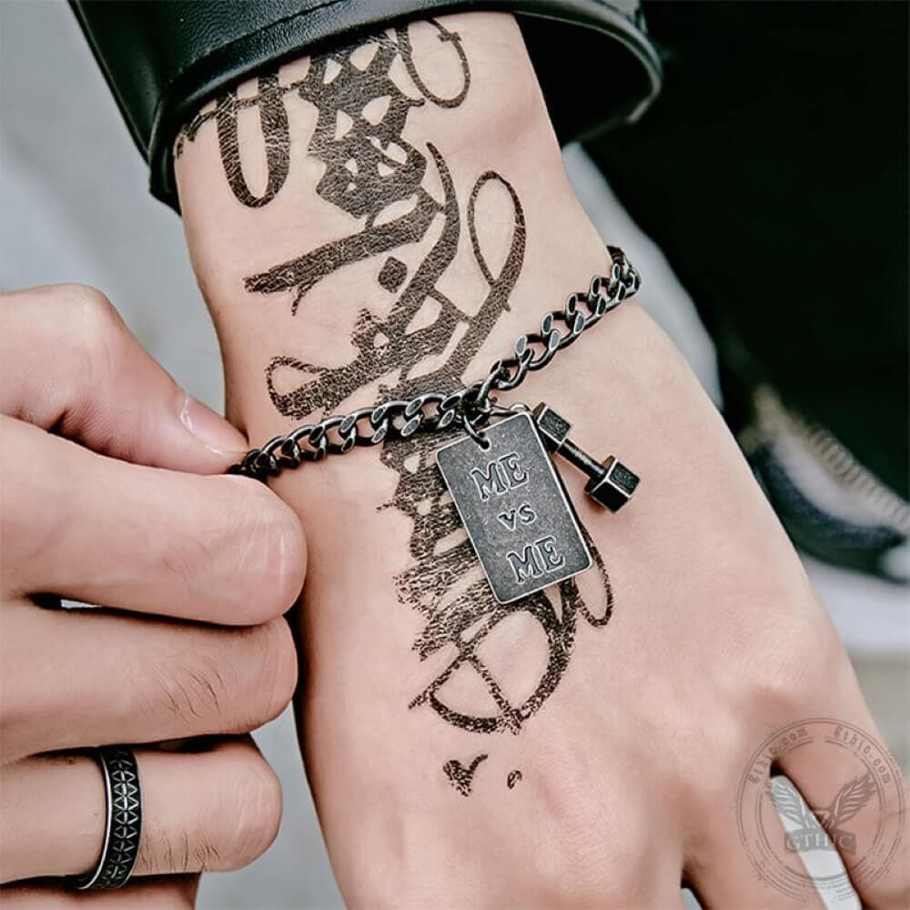 Vintage Me VS Me Stainless Steel Dumbbell Bracelet