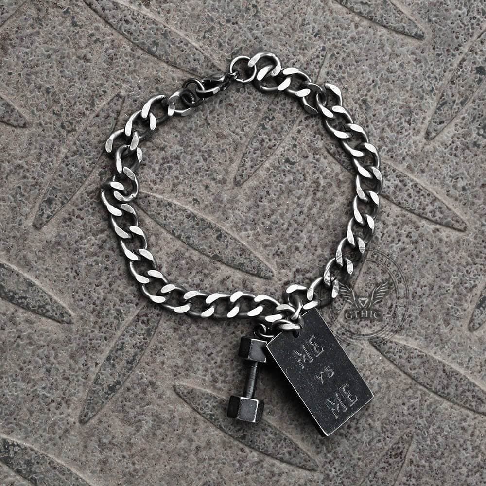 Vintage Me VS Me Stainless Steel Dumbbell Bracelet