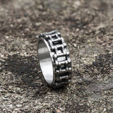 Vintage Motorcycle Chain Stainless Steel Rotatable Ring 01 | Gthic.com