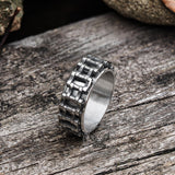 Vintage Motorcycle Chain Stainless Steel Rotatable Ring 03 | Gthic.com