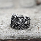 Vintage Northern Pirate Compass Stainless Steel Marine Ring 02 | Gthic.com