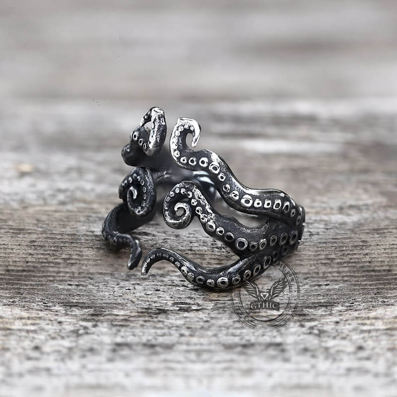 Vintage Octopus Arms Stainless Steel Animal Ring | Gthic.com