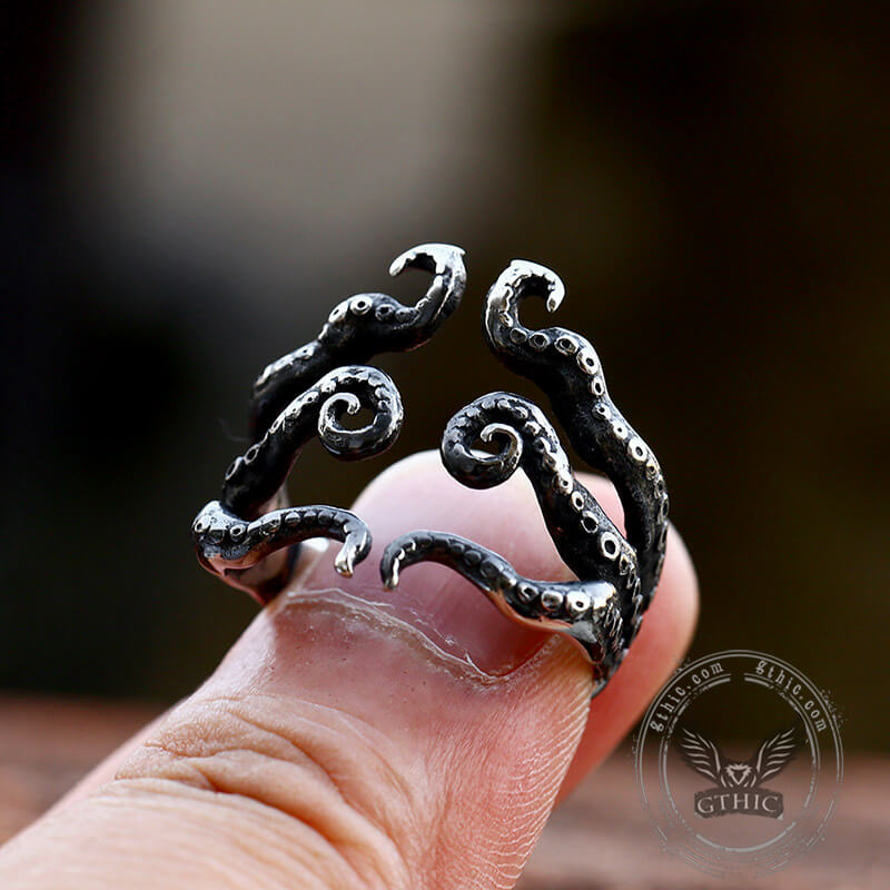 Vintage Octopus Arms Stainless Steel Animal Ring | Gthic.com