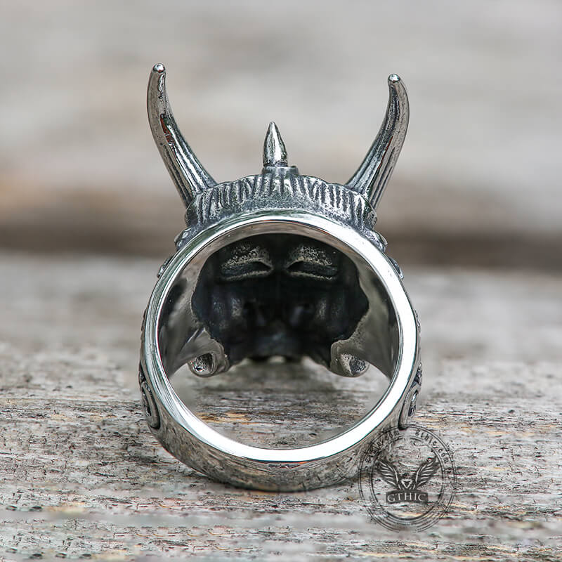 Vintage Oni Mask Stainless Steel Ring