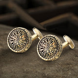 Vintage Pattern Brass Fixed Backing Cufflinks 02 GOLD | Gthic.com