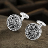 Vintage Pattern Brass Fixed Backing Cufflinks 03 SILVER | Gthic.com