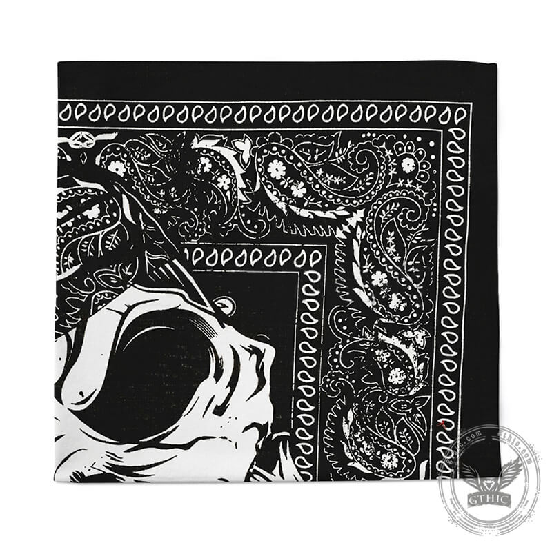 Foulard carré tête de mort en coton à motif vintage